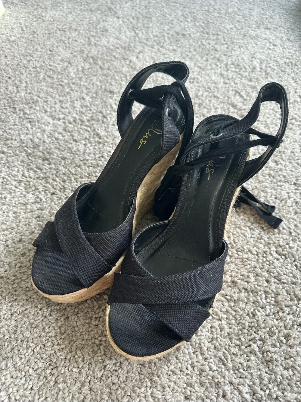 Lulus Lace-Up Espadrille Wedges